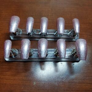 Handmade Pink Cat-eye Press Ons